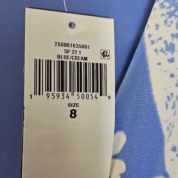 Ralph Lauren Floral Surplice Jersey Dress NWT Women's Blue/Cream Size 8 - Picture 5 of 7